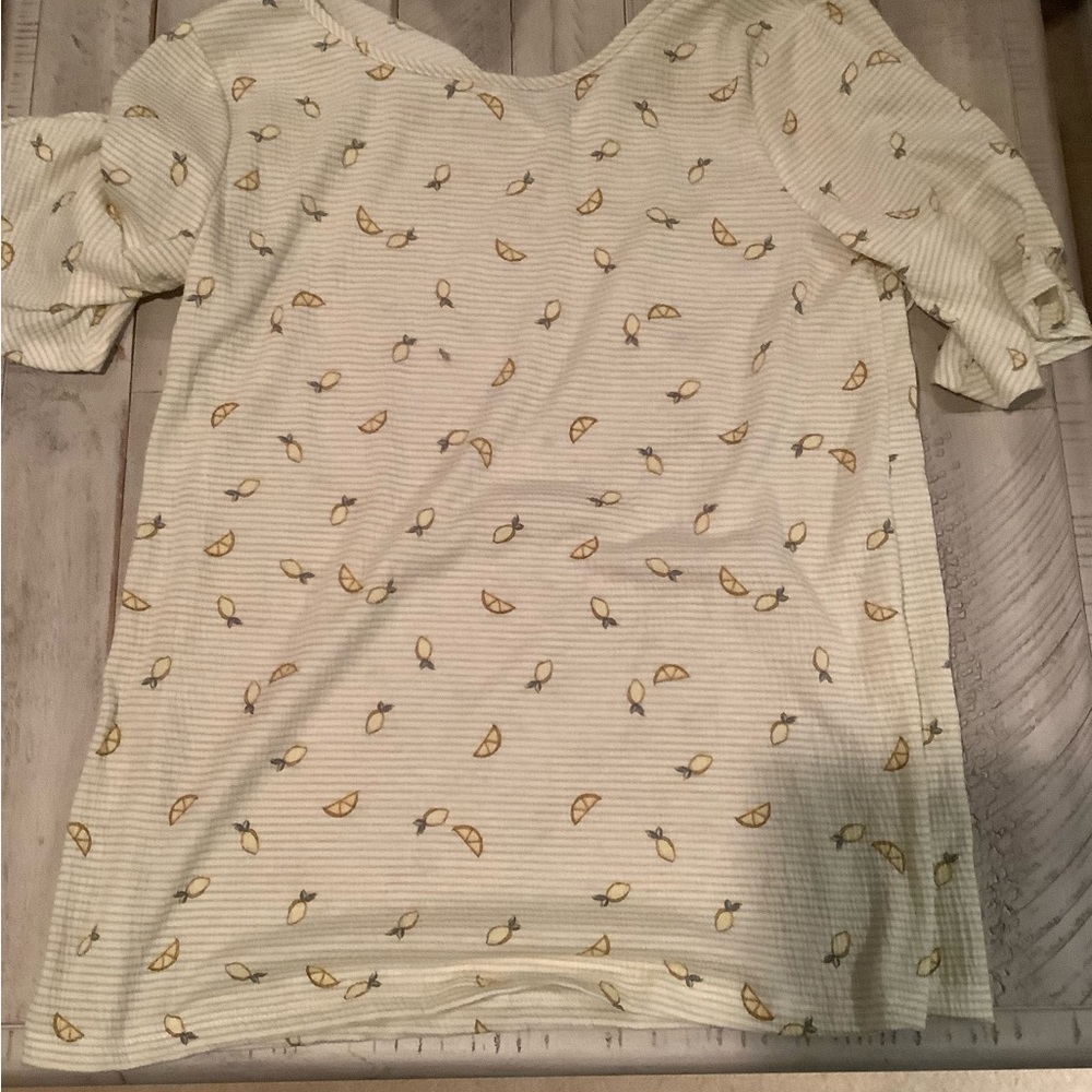 Lemon Print Cream Blouse